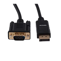 Кабель GoPower DisplayPort (m)-VGA (m) 1.8м ПВХ черный Premium Zip-Lock c подвесом (1/100)