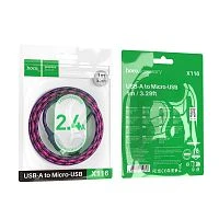 Кабель HOCO X116 USB (m)-microUSB (m) 1м 2.4A нейлон фиолетовый (1/68/680)