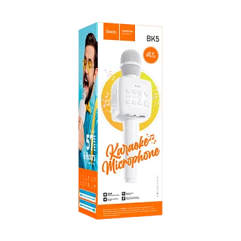 Микрофон HOCO BK5 динамический 72 дБ bluetooth 5.0 microSD белый (1/30)