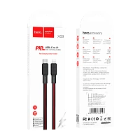 Кабель HOCO X69 Lightning (m)-Type-C (m) 1м 2.4A 20W нейлон черный красный (1/33/330)