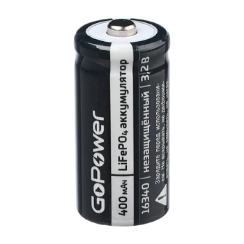 Аккумулятор Li-Fe GoPower 16340 PK1 3.2V 400mAh (1/8/400)
