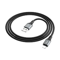 Кабель HOCO X86 USB (m)-Lightning (m) 1м 3.0A силикон черный (1/360)