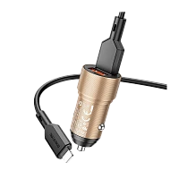 Автомобильное З/У Borofone BZ19B 2USB 18W с кабелем microUSB золотой (1/94/376)