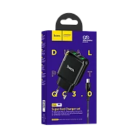 Сетевое З/У HOCO N6 2USB 3.0A QC3.0 с кабелем microUSB черный (1/12/120)