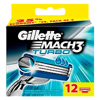 Сменные кассеты Gillette "MACH3 TURBO" 3 лезвия 12шт. (цена за 1 шт) в картонной упаковке (12/120)