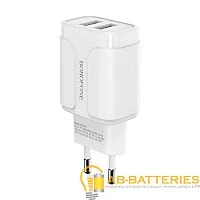 Сетевое З/У Borofone BA37A 2USB 2.4A белый (1/28/112)