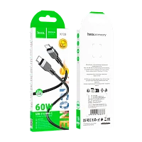 Кабель HOCO X109 Type-C (m)-Type-C (m) 3м 3.0A 60W силикон черный (1/31/310)