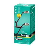 Светильник настольный Camelion KD-835 8W 230V на основании сенс. 3 ур.ярк. серебряный (1/6)