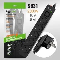 Сетевой фильтр Live Power LP1003 5р.С/З 10A 5.0м с выкл. черный (1/20)