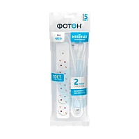 Удлинитель Фотон 16-25ЕS 5р.С/З 16A 2.0м с выкл. ПВС 3x1мм² белый (1/20)