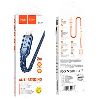 Кабель HOCO X59 USB (m)-microUSB (m) 2м 2.4A нейлон синий
