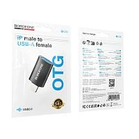 Переходник Borofone BV26 USB (f)-Lightning (m) черный (1/200)