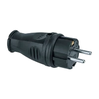 Вилка электрическая Volsten S1-PZ С/З 16A IP44 прямая черный (1/15/300)