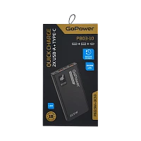 Внешний аккумулятор GoPower PB03-10 10000mAh 3.0A 22.5W 2USB/Type-C черный (1/50)