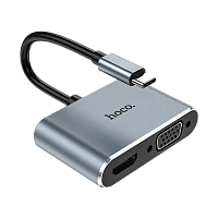 Переходник HOCO HB29 Type-C (m)-HDMI/VGA (f) серый (1/18/180)