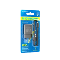 Сетевое З/У Borofone BA72A 1USB 18W QC3.0 с кабелем Type-C черный (1/60/240)