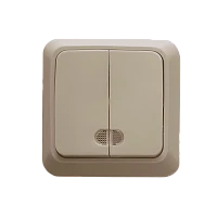 Выключатель Прогресс Fit 2-клав.10A ABS + Керамика с индикатором бежевый (1/10/200)