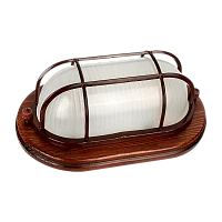 Светильник влагозащищенный Camelion 1401D 60W 230V E27 накладной решетка 140мм орех (1/8)