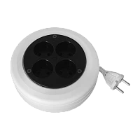 Удлинитель рулетка Volsten SR 4x3-R 4р.Б/З 10A 3.0м ПВС 2x0.75мм² IP20 черный белый (1/12)