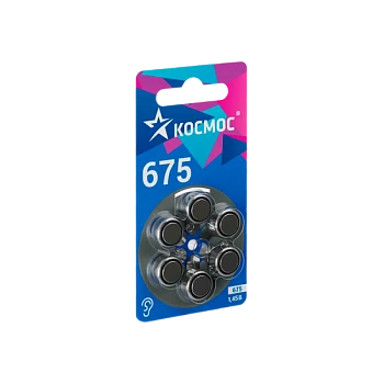 Батарейка Космос ZA675 BL6 Zinc Air 1.45V (6/60/3000)
