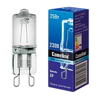 Лампа галогенная Camelion G9 25W 2800К 220-240V капсула прозрачная (1/5/100)