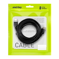 Кабель Smartbuy K-855 USB (m)-USB (f) 5.0м силикон серый (1/80)