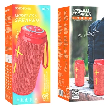 Портативная колонка Borofone BR24 bluetooth 5.3 FM/TF/USB/AUX красный (1/40)