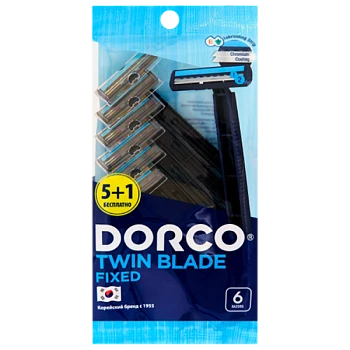 Бритва одноразовая DORCO "TWIN BLADE FIXED" 2 лезвия с увл.полосой 5+1шт. (1/24)