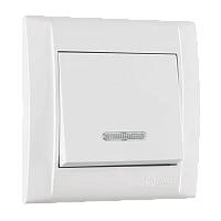 Выключатель Makel Defne 1-клав.10A пластик с подсветкой белый 42001021 (1/12)