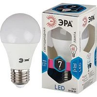 Лампа светодиодная ЭРА A60 E27 7W 4000К 170-265V груша (1/10/100)