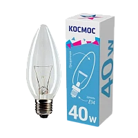 Лампа накаливания Космос E27 40W 220-240V свеча Брест прозрачная (1/10/100)
