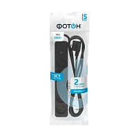 Удлинитель Фотон 10-25S 5р.Б/З 10A 2.0м с выкл. ПВС 2x0.75мм² черный (1/20)