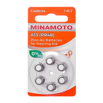 Батарейка Minamoto ZA13 BL6 Zinc Air 1.45V (6/60/600)