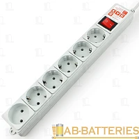 Сетевой фильтр Power Cube 5р.С/З 1р.Б/З 10A 5.0м 180 Дж ПВС с выкл. серый (1/24)