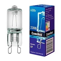 Лампа галогенная Camelion G9 60W 2800К 220-240V капсула прозрачная (1/5/100)