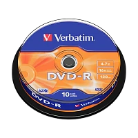 Диск DVD-R Verbatim 4.7GB 16x 10шт. cake box (10/200)