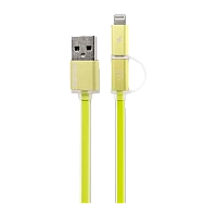 USB Кабель REMAX Aurora 2in1 (Micro-Iphone 5/6/7/SE) (1M, 2.1A) RC-020t Зеленый