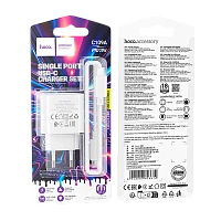 Сетевое З/У HOCO C109A Type-C 20W PD3.0 с кабелем Type-C белый (1/27/162)