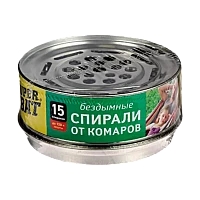 Спирали SuperBAT от комаров бездымные 15шт. зеленый в металической банке (1/24)