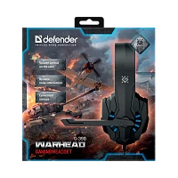 Наушники полноразмерные Defender G-390 Warhead с микр. игровые черный синий (1/20)