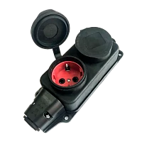 Колодка штепсельная КОСМОС 16А каучук IP44 2 гнезда черный