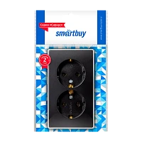 Розетка Smartbuy "Сириус" 2гн. 16A С/З пластик черный