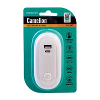 Ночник Camelion NL-267 LED 1W 220V в розетку USB+TypeC белый (1/24/96)