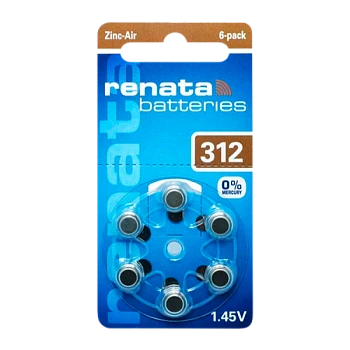 Батарейка Renata ZA312 BL6 Zinc Air 1.45V (6/60/300/3000)