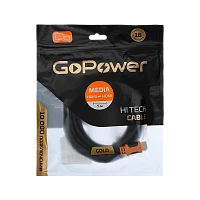 Кабель GoPower HDMI (m)-HDMI (m) 5.0м ПВХ ver.2.0 4K 60Hz черный Premium Zip-Lock c подвесом (1/50)
