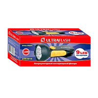 Фонарь туристический Ultraflash LED3816 1.2W 9LED от аккумулятора прямая подзарядка черный желтый (1