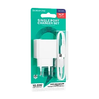 Сетевое З/У Borofone BAS11A 1USB 2.1A с кабелем Lightning белый (1/48/192)