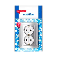 Розетка Smartbuy "Марс" 2гн. 16A С/З серебряный
