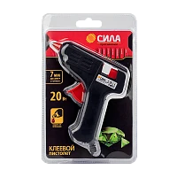 Клеевой пистолет СИЛА SGG20-01 20Вт под стержень 7мм в комплекте 7мм х 10cм 2шт.