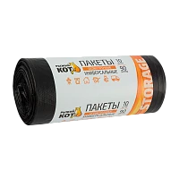 Мешки для мусора Рыжий кот 90л 40мкм ПВД 10шт. особо прочные черный (1/20)